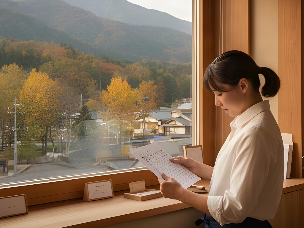 山あいの宿泊施設と季節の景色